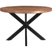 Livingfurn - Eetkamertafel Rocky Round Spider 120cm - Mangohout / Geco...