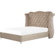 Beliani AYETTE - Tweepersoonsbed-Beige-Fluweel