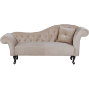 Beliani LATTES - Chaise longue-Beige-Fluweel