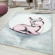 Tapijtenloods Bambi Kinderkamer Vloerkleed Laagpolig Roze Grijs- 80x15...