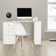 ML-Design bureau wit, 120x49x72 cm, met 3 laden en 3 legplanken, spaan...