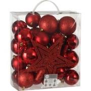 House of Seasons Plastic Kerstballen Set met Piek - 40 Stuks - Ø8 cm -...