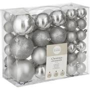 House of Seasons Plastic Kerstballen Set - 46 Stuks - Ø4/6/8 cm - Zilv...