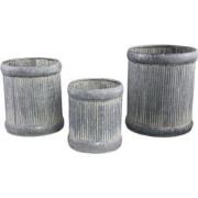 PTMD Leidy Grey Zinc Ribbed High Pot Round Set Of 3