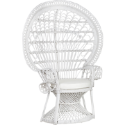 Beliani EMMANUELLE - Fauteuil-Wit-Rotan