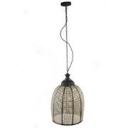 PTMD Bayu Black Iron Hanging Lamp With Bamboo Round L