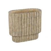 PTMD Mitty Brown Cement Pot Wavy Ribs Oval Shape L