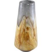 PTMD Saman Amber Solid Glass Vase Yellow Wavy Round L