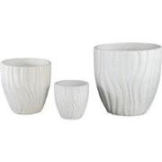 PTMD Fionaa White Ceramic Pot Wavy Structure Round SV3