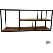 Benoa Dobson Iron TV Rack with Wooden Shelf 140 cm Iron Black powderco...