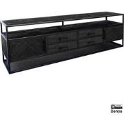 Benoa Jax 2 Door 4 Drawer TV Cabinet Black 200 cm