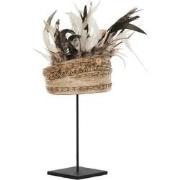 MUST Living Balinese hat with shell and feather,55x20x20 cm, on iron s...