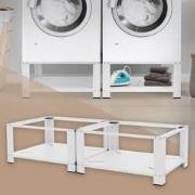 Set van 2 Wasmachine Onderbouw met Uittrekbare Planken Wit Staal ML De...