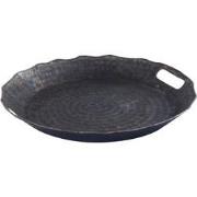 PTMD Semin Silver Alu Round Rustic Tray Wavy Edge S