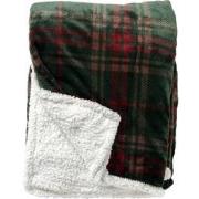 Geen merk CARLTON - Plaid 150x200 cm - fleece deken met sherpa en ruit...