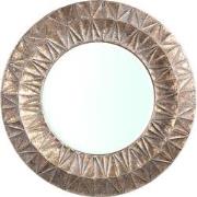 PTMD Lorrix Gold Iron Mirror With Lines Pattern Round