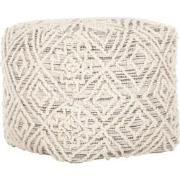 MUST Living Pouf Quartz,40x40x40 cm, Charcoal/ivory, 81% wool 19% cott...