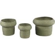 PTMD Summera Green Round Paper Rope Pot W Border SV3