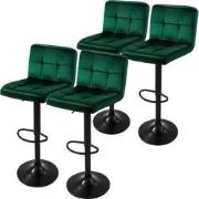 ML-Design barkruk set van 4, fluwelen bekleding, groen, gestoffeerde b...