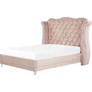 Beliani AYETTE - Tweepersoonsbed-Roze-Fluweel