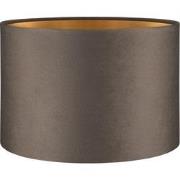 Fluweel - Velvet Lampenkap - Cilinder - Grey + goud - Luxe stijl - ø30...