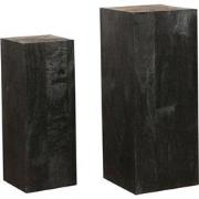 PTMD Zuil Kyro - 35x35x90 cm - Hout - Zwart - Set van 2