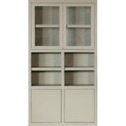 Wandkast Beige Mangohout - Glazen Deuren - 120x45x220cm - Xander