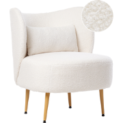 Beliani OTSBY II - Fauteuil-Wit-Bouclé