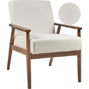 Beliani ESRUM - Fauteuil-Wit-Bouclé