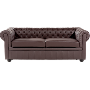 Beliani CHESTERFIELD - Driezitsbank-Bruin-Leer