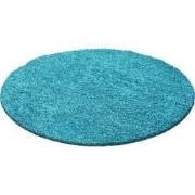 Tapijtenloods Basic Rond Shaggy vloerkleed Turquoise Hoogpolig- 80 CM ...