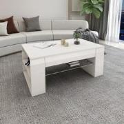 Salontafel met glazen legger en 4 vakken 100x42x60 cm wit spaanplaat M...