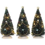 LuVille Kerstdorp Miniatuur Bomen - 3 Stuks - H15 cm - Multikleur