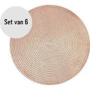 Krumble Placemat rond - PVC - Rosegoud - Set van 6