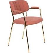 Housecraft Living Jolien Eetkamerstoelen armleuning Goud/Roze - Set va...