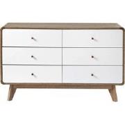 Commode 6 Laden Houtdecor en Wit - ALBURA