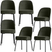 BePureHome Vogue Eetkamerstoelen - Fluweel - Donkergroen - Set van 6