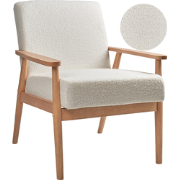 Beliani ESRUM - Fauteuil-Wit-Bouclé