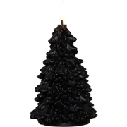 Kaars kerstboom wax led 3d vlam op batterij met timer d8.5h15 cm zwart