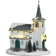 Wooden church battery operated l20xb14xh22,5cm