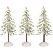 Snowy tree white lighted 3 stuks battery operated h12xd5cm