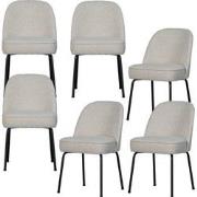 BePureHome Vogue Eetkamerstoelen - Bouclé - Naturel - Set van 6