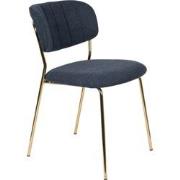 Housecraft Living Jolien Eetkamerstoelen Goud/ Donkerblauw - Set van 2