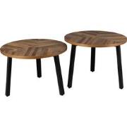 Dutchbone Mundu Salontafel Rond Hout - Set van 2