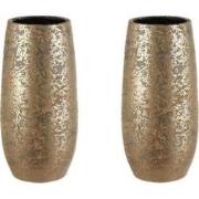 Mica Decorations Clemente Vaas - H35xØ17 cm - Terra - Goud - Set van 2