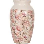 Clayre & Eef Vaas Ø 16x27 cm Beige Keramiek Bloemen