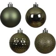 Kerstballen mix kunststof 100 stuks rosemary groen