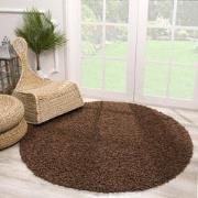 Tapijtenloods Loca Shaggy Rond Vloerkleed Bruin Hoogpolig- 80 CM ROND