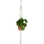 QUVIO Plantenhanger gevlochten touw met spiralen - Wit