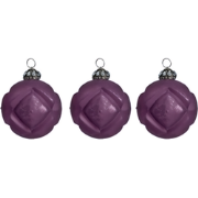 Set van 3 decoratieve paarse glazen kerstballen D10